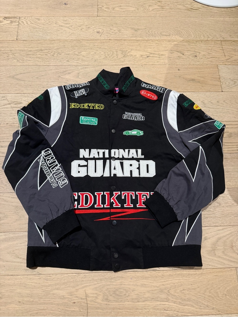 Edikted - Embroidered Black Racing Jacket